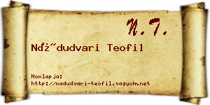 Nádudvari Teofil névjegykártya